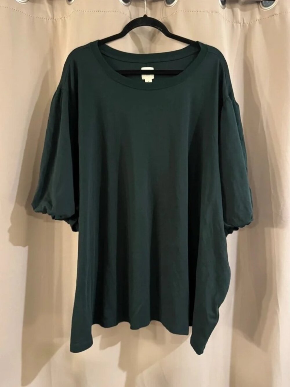 NWT Amazon Dark Green Women's Puff-Sleeve Tunic Top